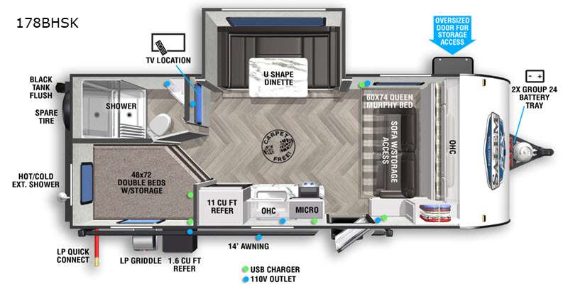 2022 Forest River Salem FSX 178BHSK Floorplan