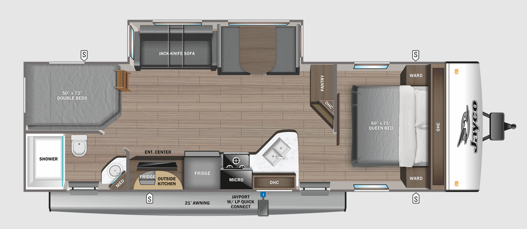 2023 Jayco Jay Feather 27BHB Floorplan