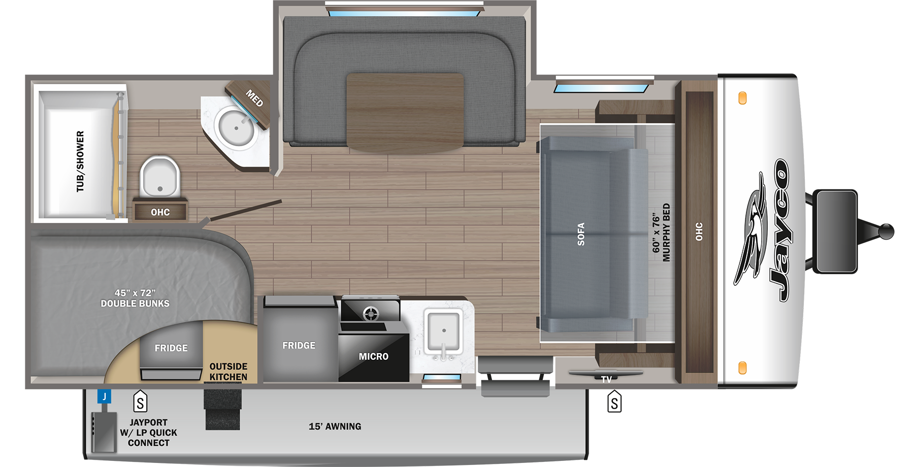 2023 Jayco Jay Feather Micro 199MBS Floorplan