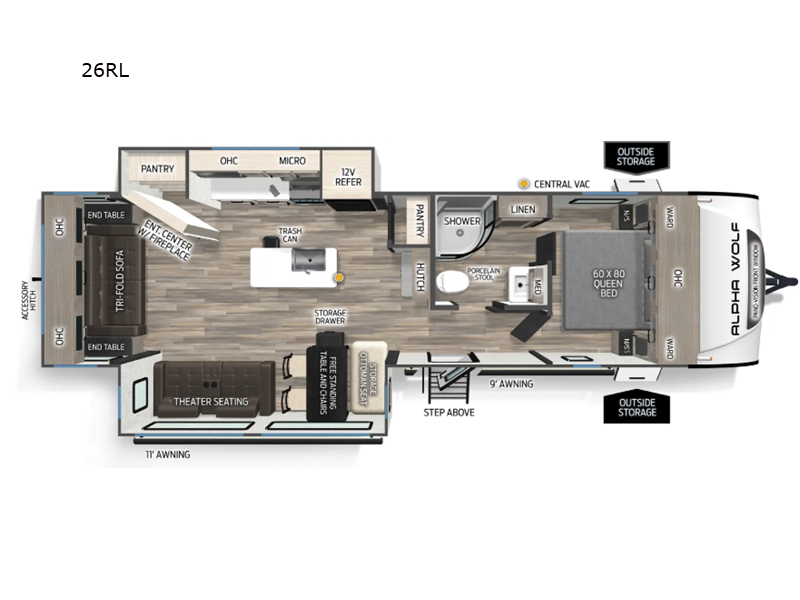 2026 Cherokee Alpha Wolf 26RL Floorplan