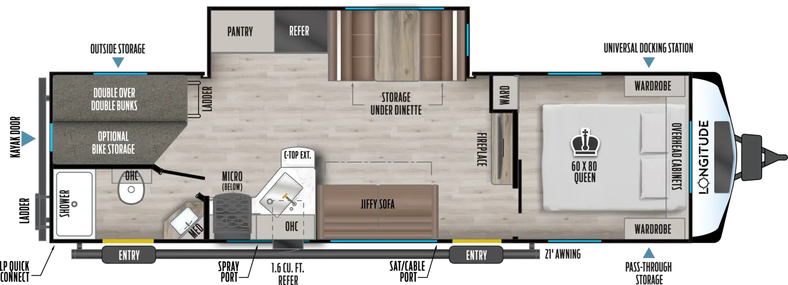 Longitude 285BH Travel Trailer Floorplan