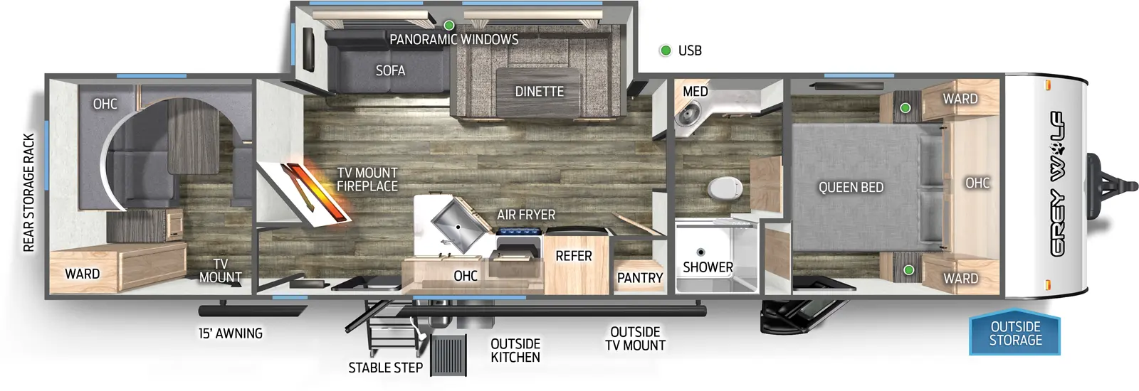 2025 Grey Wolf 29NM Travel Trailer Floorplan