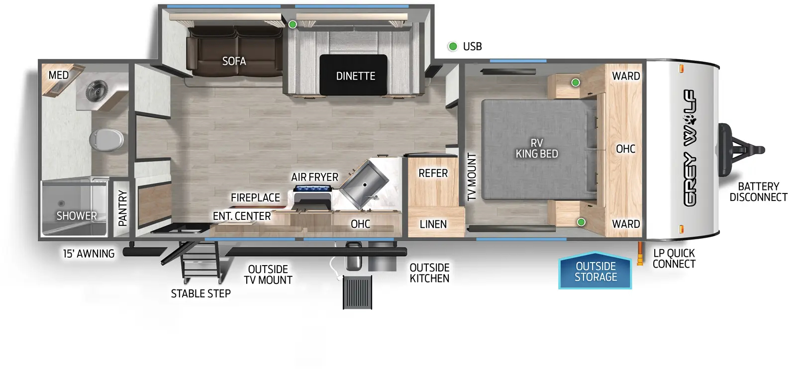 Cherokee Grey Wolf 26LK Travel Trailer Floorplan