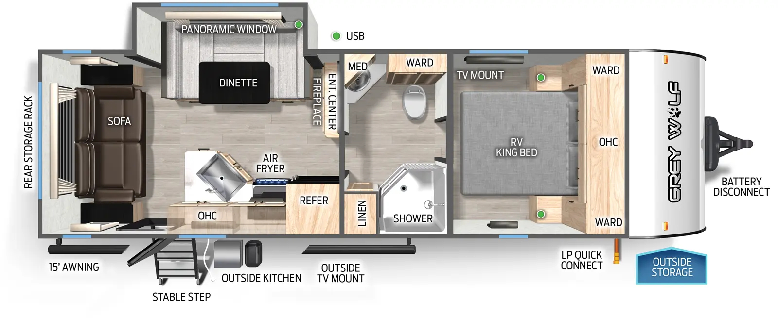 Cherokee Grey Wolf 23MK Travel Trailer Floorplan