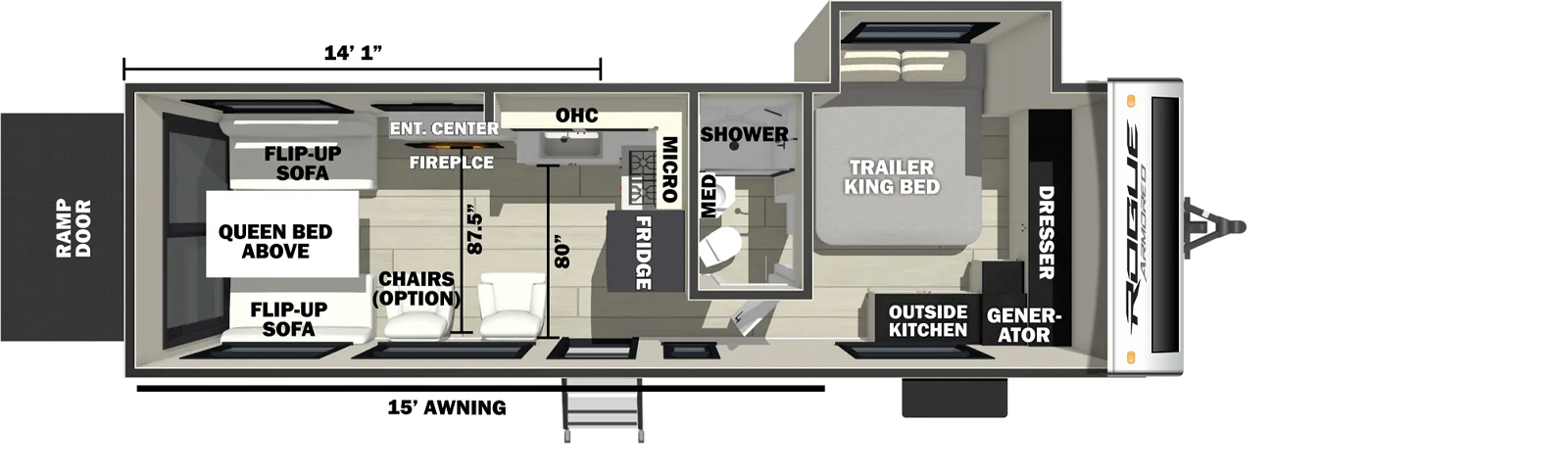 2026 Cherokee Rogue Armored 25L141 Toy Hauler Trailer for Sale