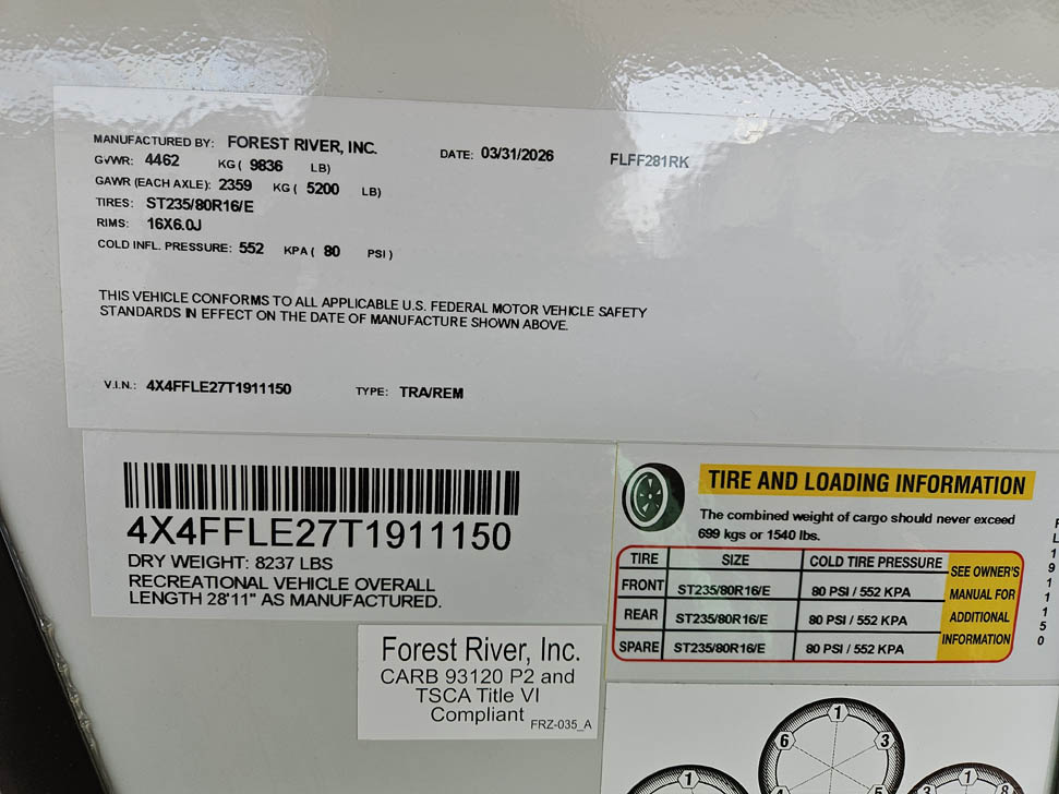2026 Flagstaff Classic 281RK 5th Wheel with Rear Kitchen for Sale