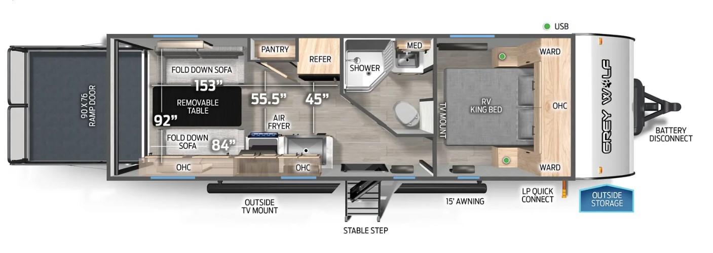 2026 FOREST RIVER Cherokee Grey Wolf 22RR - Bayou Outdoor Supercenter