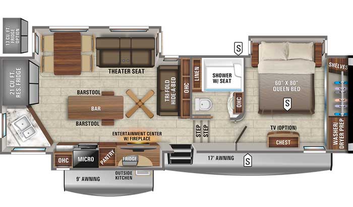 2021 Jayco Eagle 319MLOK FW floor plan diagram