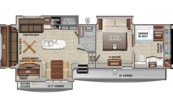 2021 Jayco Eagle 336FBOK FW floor plan diagram