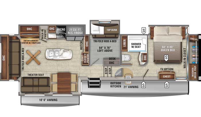 2021 Jayco Eagle 355MBQS FW floor plan diagram