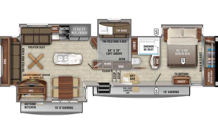 2021 Jayco Eagle 357MDOK FW floor plan diagram