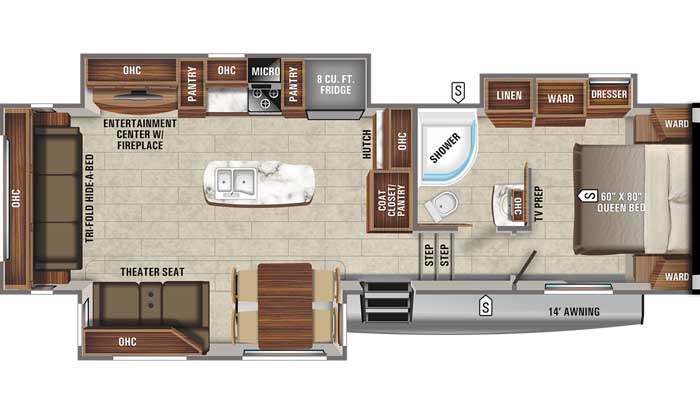 2021 Jayco Eagle HT 30.5CKTS FW floor plan diagram