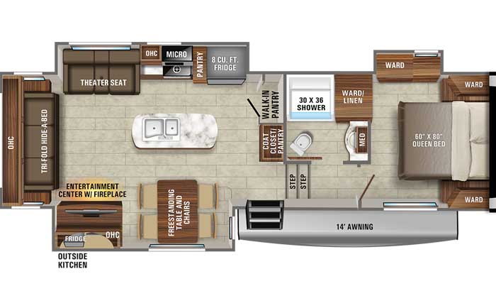 2021 Jayco Eagle HT 30.5RSOK FW floor plan diagram