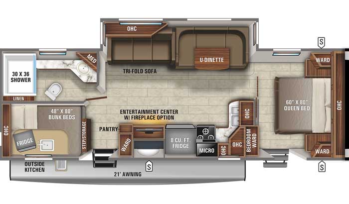 2021 Jayco Eagle HT 284BHOK TT floor plan diagram