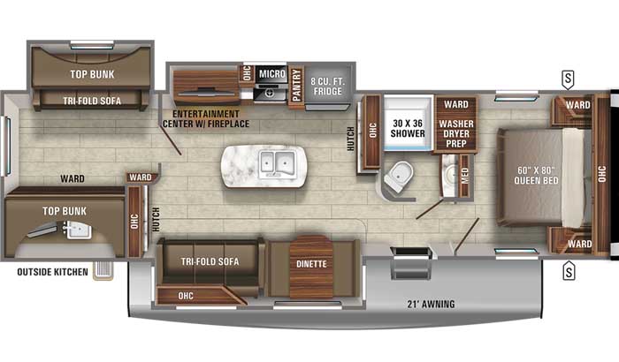 2021 Jayco Eagle HT 312BHOK TT floor plan diagram