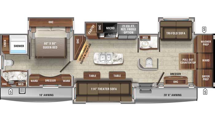 2021 Jayco Eagle 340DROK TT floor plan diagram