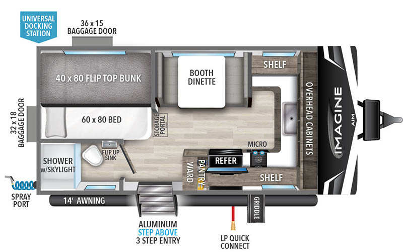 Grand Design AIM 15BH floor plan diagram