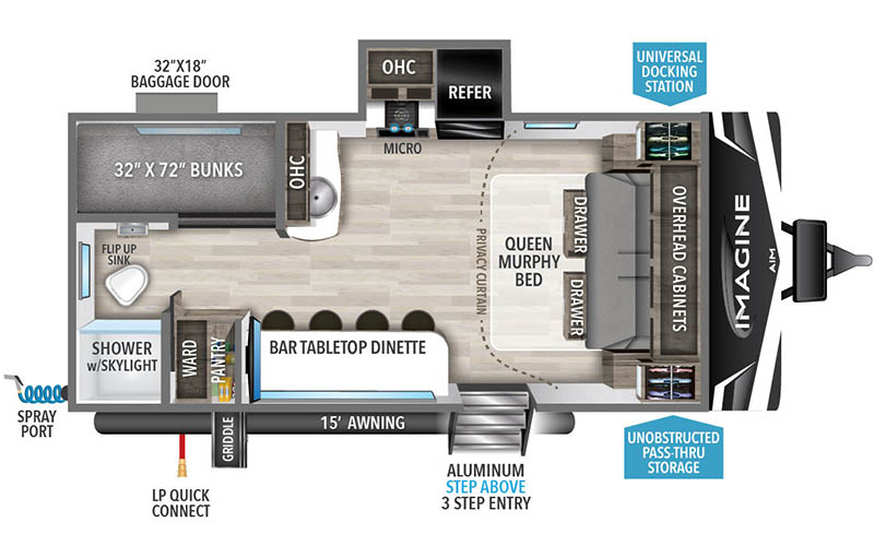 Grand Design AIM 18BH floor plan diagram