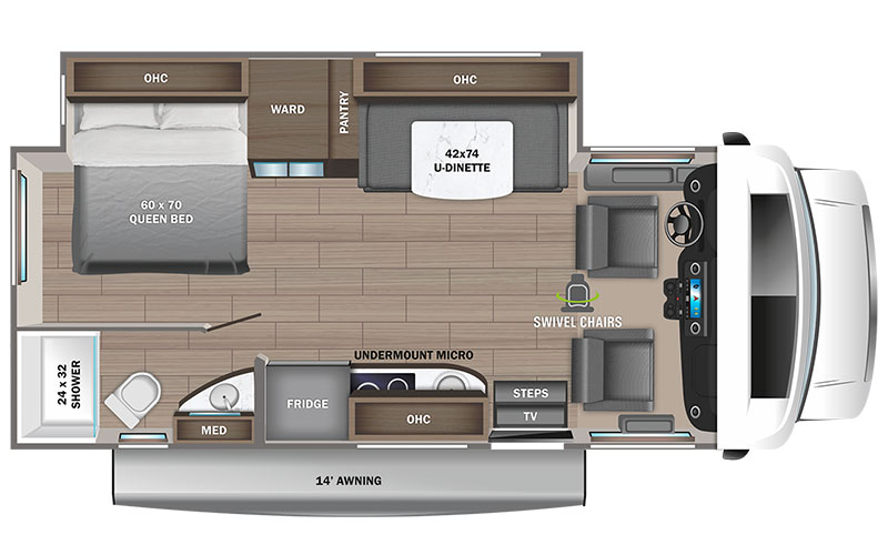 Jayco Melbourne Prestige 24LP Mercedes Sprinter Class C motorhome floor plan diagram.