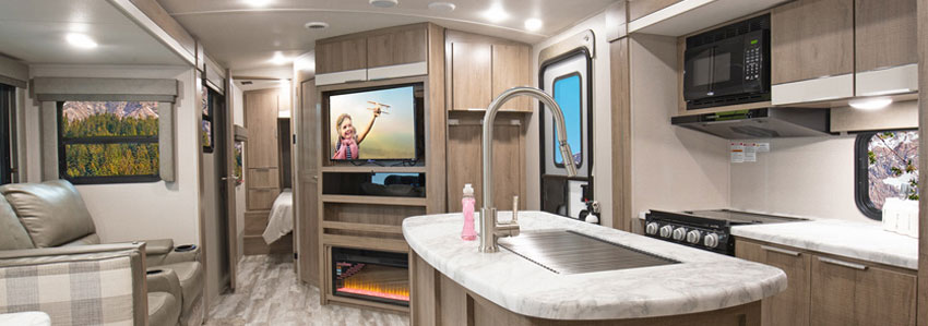 Interior photo of Grand Design Imagine 3250BH travel trailer.