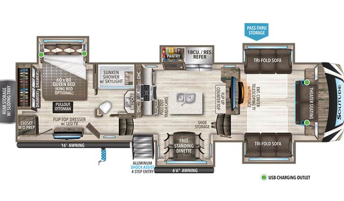 Solitude 346FLS floor plan diagram.