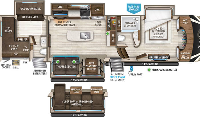 Solitude 3740BH floor plan diagram.