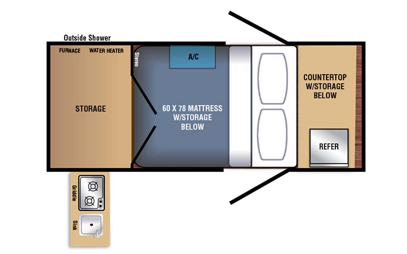 Braxton Creek Bushwhacker 12SK floorplan diagram.