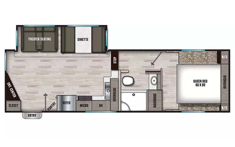 Coachmen Chaparral Lite 25RE fifth wheel floorplan diagram.