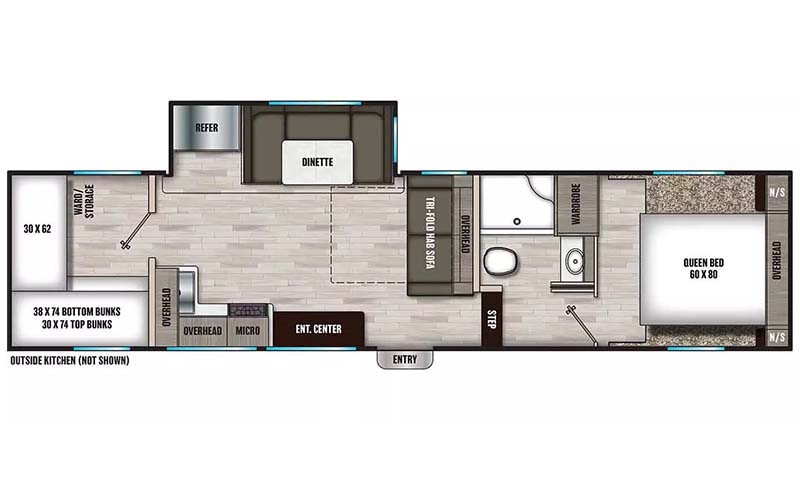 Coachmen Chaparral Lite 274BH fifth wheel floorplan diagram.