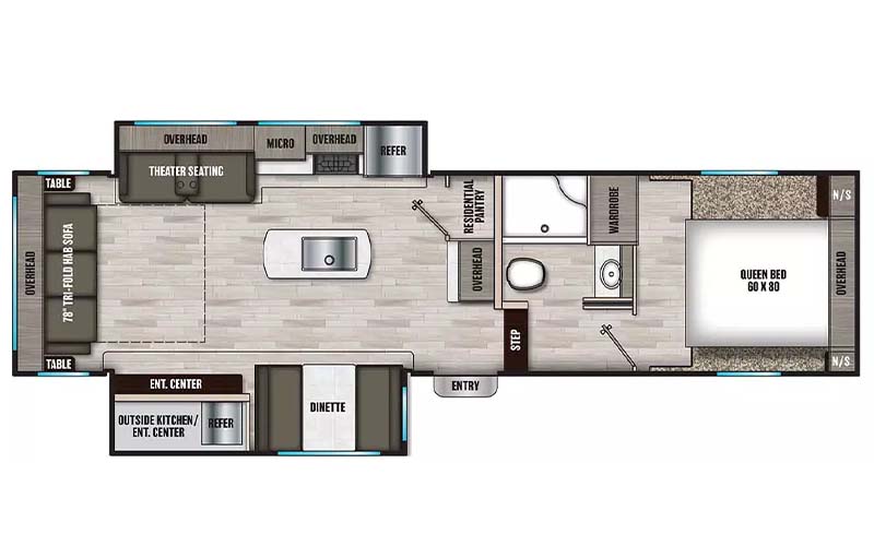 Coachmen Chaparral Lite 284RL fifth wheel floorplan diagram.