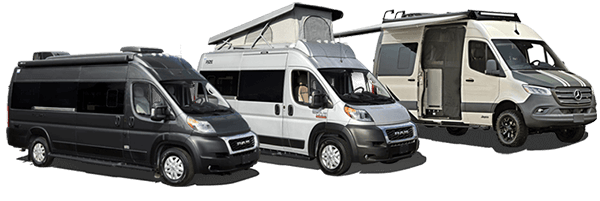 Image of class b motorhomes or camper vans.