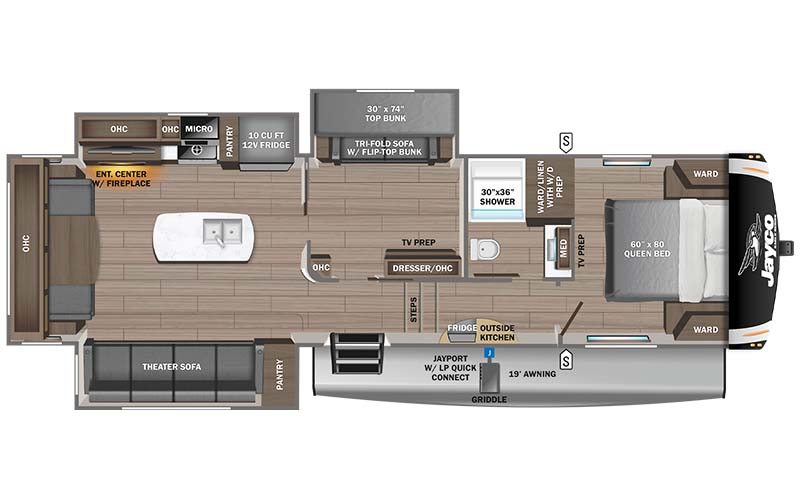 Jayco Eagle HT 31MB fifth wheel floor plan diagram.