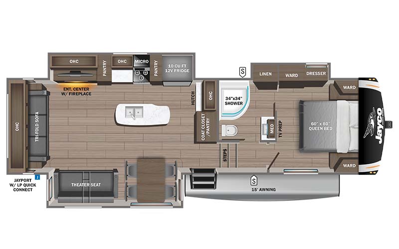 Jayco Eagle HT 30.5CKTS fifth wheel floor plan diagram.