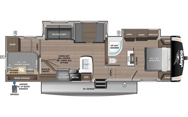 Jayco Eagle HT 29.5BHDS fifth wheel floor plan diagram.