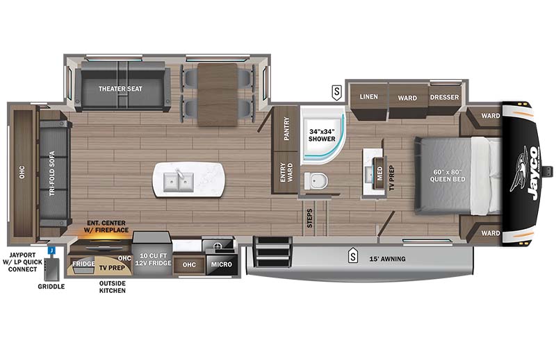 Jayco Eagle HT 28.5RSTS fifth wheel floor plan diagram.