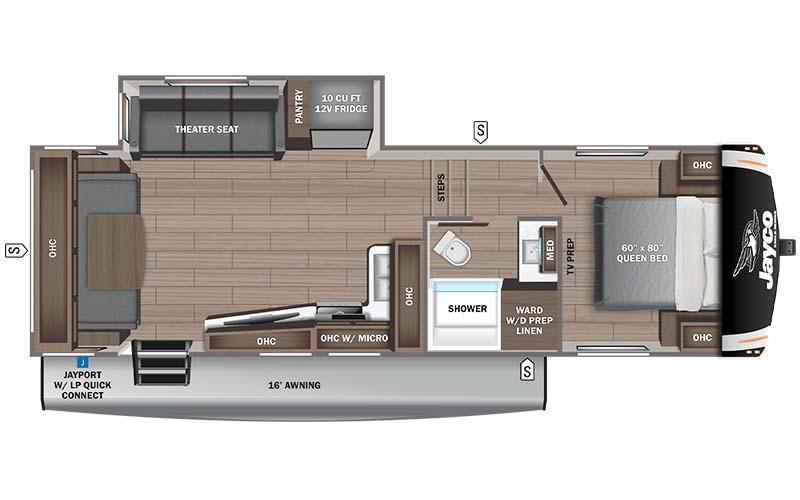 Jayco Eagle HT 26RU fifth wheel floor plan diagram.