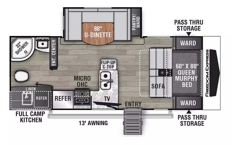 Coachmen Freedom Express Ultra Lite 226RBS travel trailer floorplan diagram.