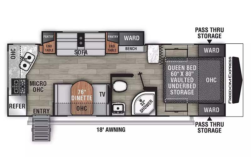 Coachmen Freedom Express Ultra Lite 246RKS travel trailer floorplan diagram.