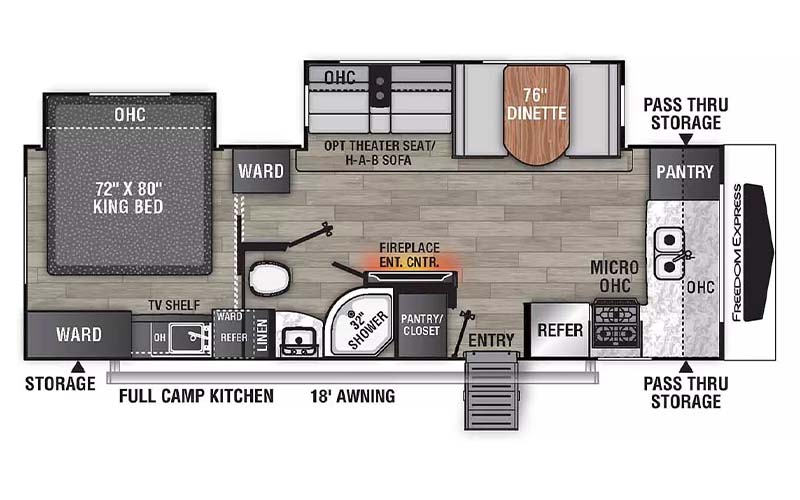 Coachmen Freedom Express Ultra Lite 259FKDS travel trailer floorplan diagram.