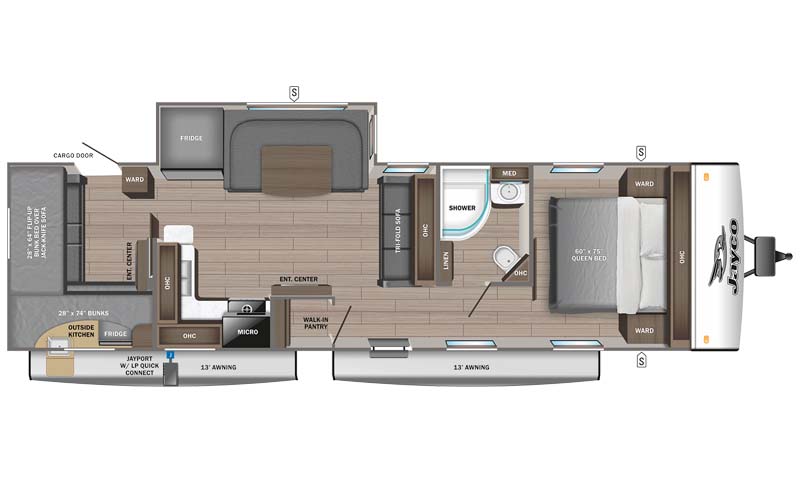 Jayco Jay Feather 30QB floor plan diagram.