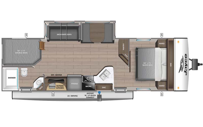 Jayco Jay Feather 27BHB floor plan diagram.