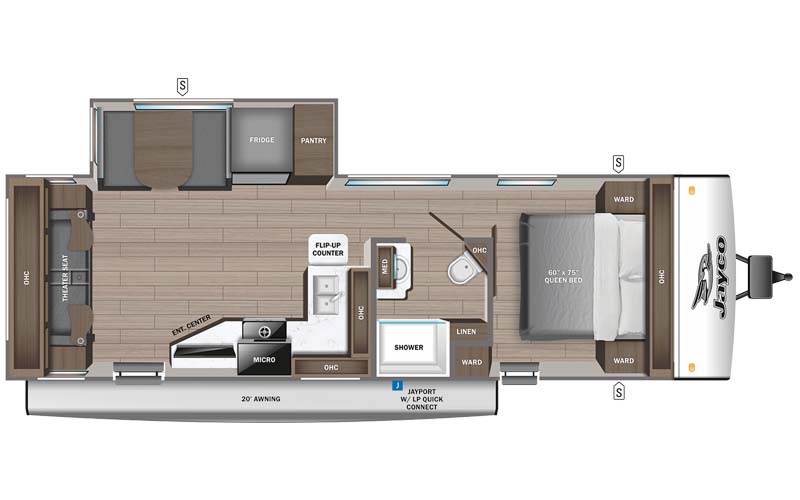 Jayco Jay Feather 26RL floor plan diagram.