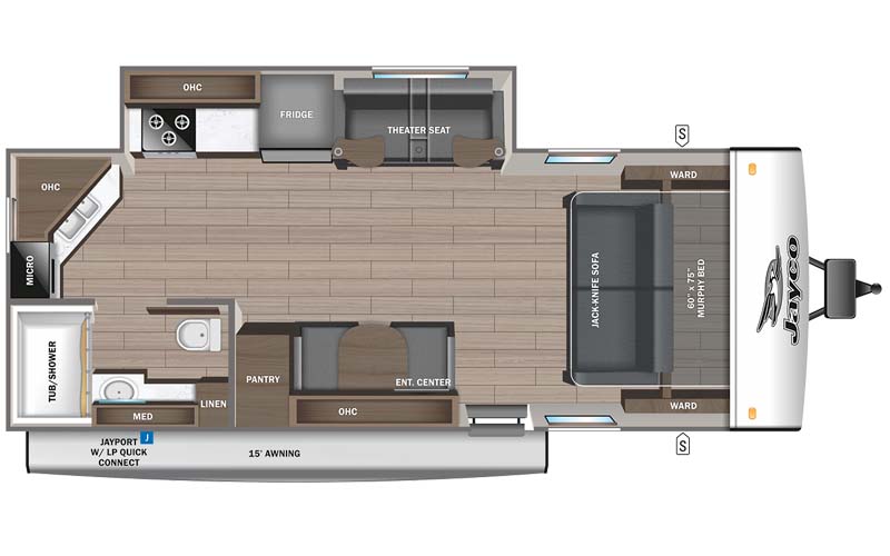 Jayco Jay Feather 21MML floor plan diagram.