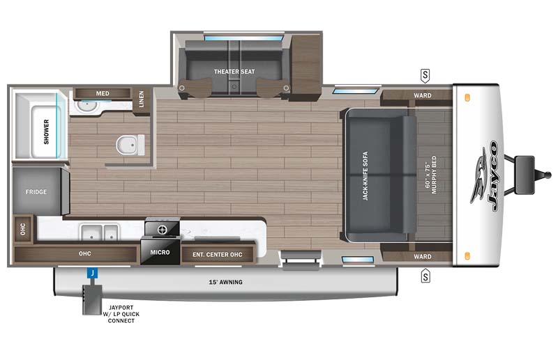 Jayco Jay Feather 19MRK floor plan diagram.