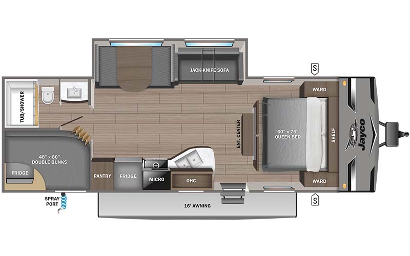 Jayco Jay Flight 267BHS floorplan diagram.