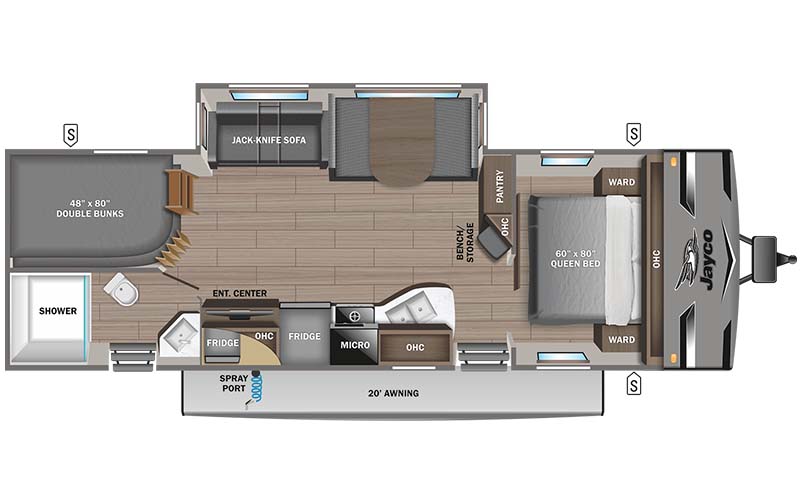 Jayco Jay Flight 280BHK floorplan diagram.