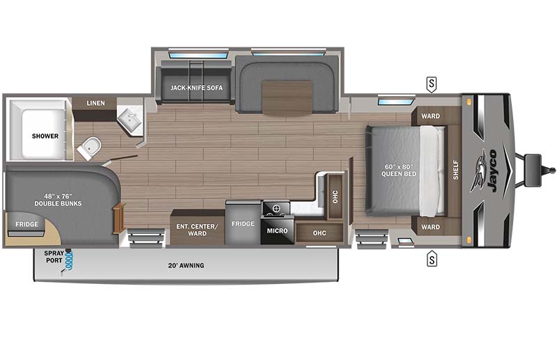 Jayco Jay Flight 285BHS floorplan diagram.