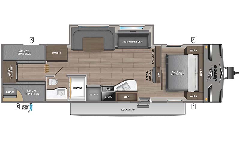 Jayco Jay Flight 294QBS floorplan diagram.