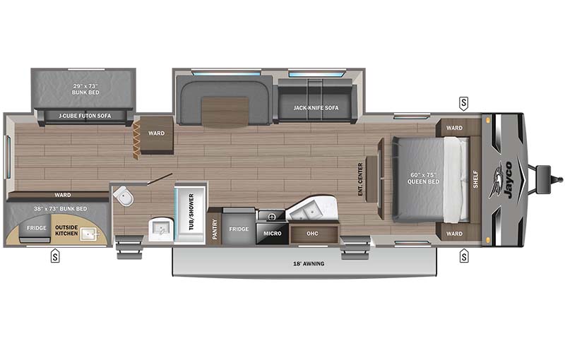 Jayco Jay Flight 324BDS floorplan diagram.