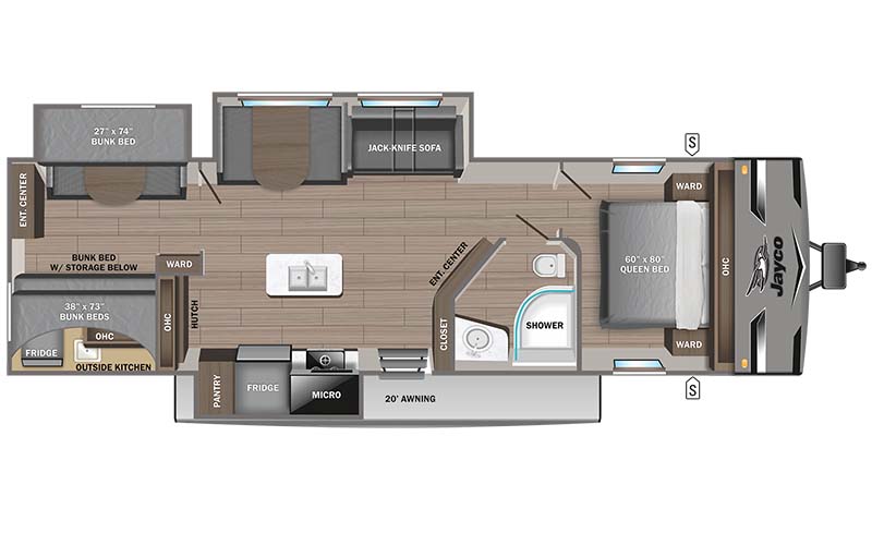 Jayco Jay Flight 331BTS floorplan diagram.